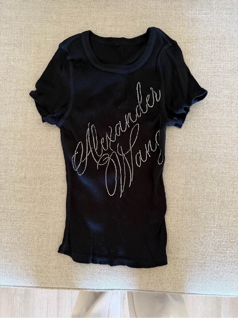 Alexander Wang Black Ribbed Short Sleeve Tee